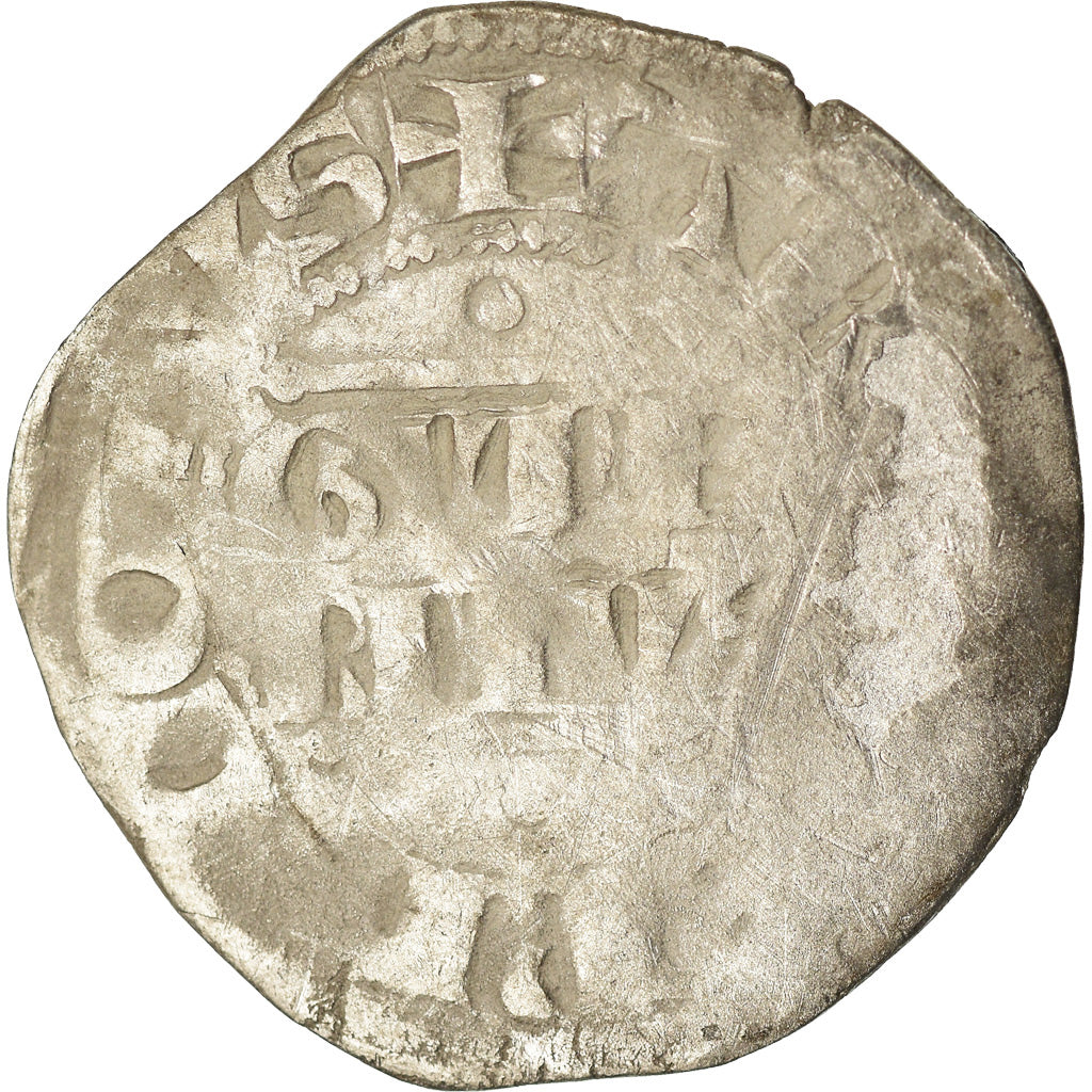 Moneda, Francia, Champagne, Guillaume I, Denarius, 1176-1202, Reims, BC, Plata
