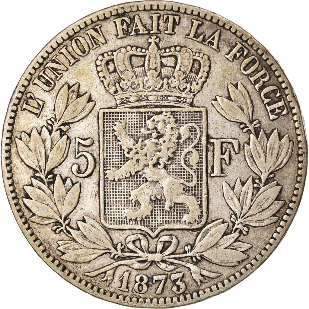 Coin, Belgium, Leopold II, 5 Francs, 5 Frank, 1873, EF(40-45), Silver, KM:24