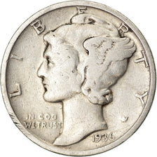 Coin, United States, Mercury Dime, Dime, 1936, U.S. Mint, Philadelphia