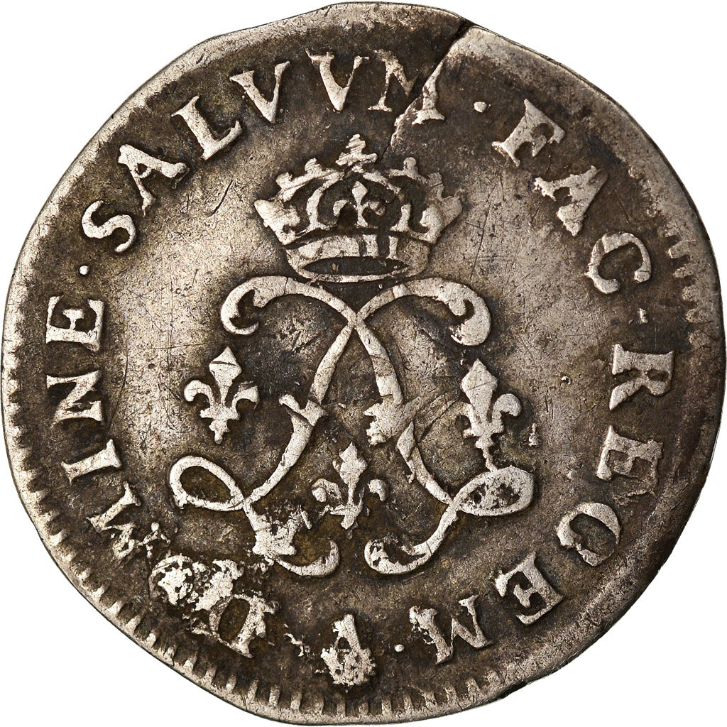 Moneda, Francia, Louis XIV, 4 Sols aux 2 L, 1692, Paris, BC+, Plata, Gadoury:106