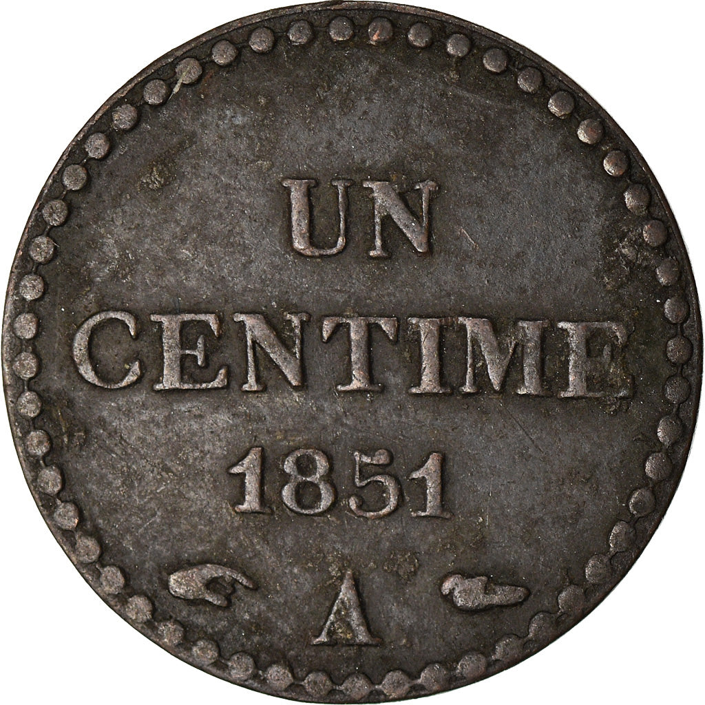 Munten, Frankrijk, Dupré, Centime, 1851, Paris, ZF, Bronze, KM:754, Gadoury:84