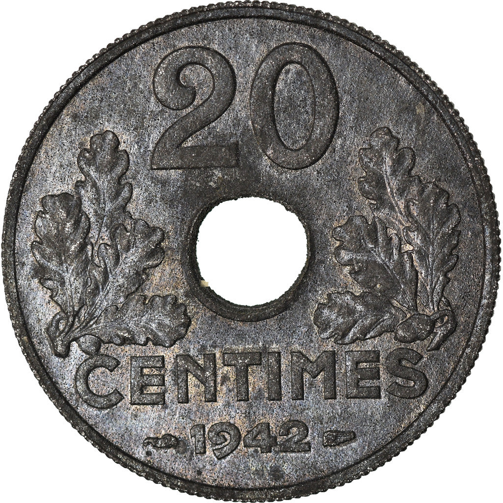 Monnaie, France, État français, 20 Centimes, 1942, Paris, SUP, Zinc
