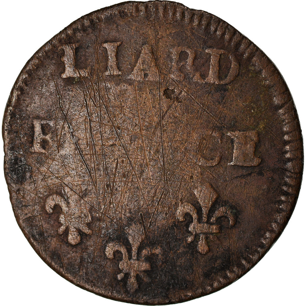 Moneta, Francia, Louis XIV, Liard de France au buste âgé, troisième type
