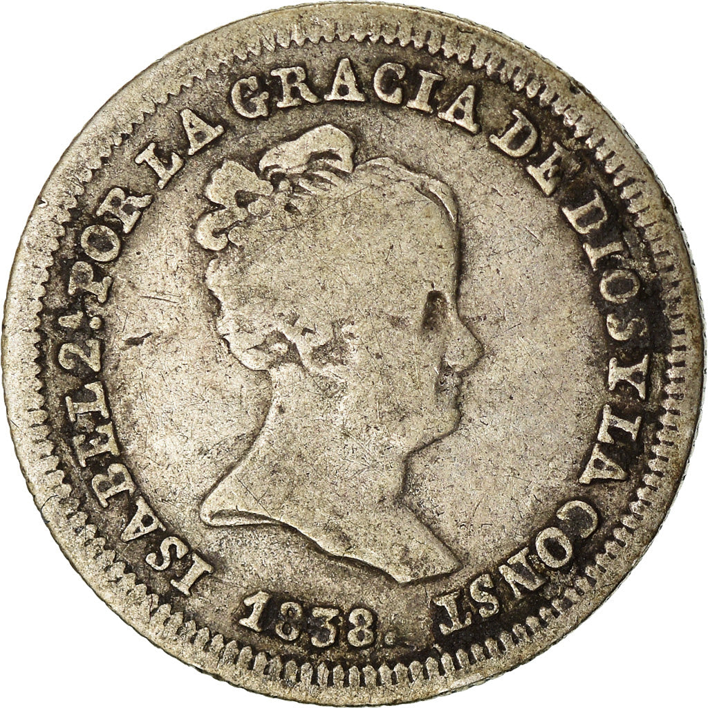 Coin, Spain, Isabel II, Real, Croat, 1838, Madrid, VF(20-25), Silver, KM:518.1