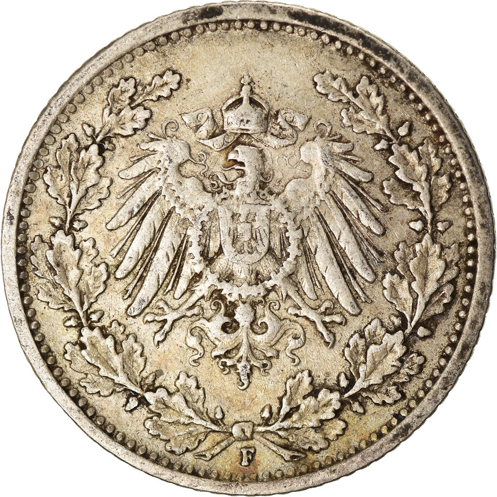 Munten, DUITSLAND - KEIZERRIJK, 1/2 Mark, 1906, Stuttgart, ZF, Zilver, KM:17