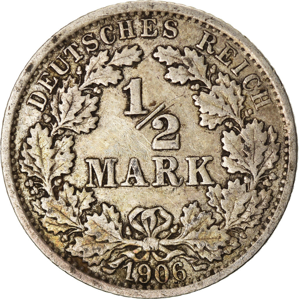 Munten, DUITSLAND - KEIZERRIJK, 1/2 Mark, 1906, Stuttgart, ZF, Zilver, KM:17