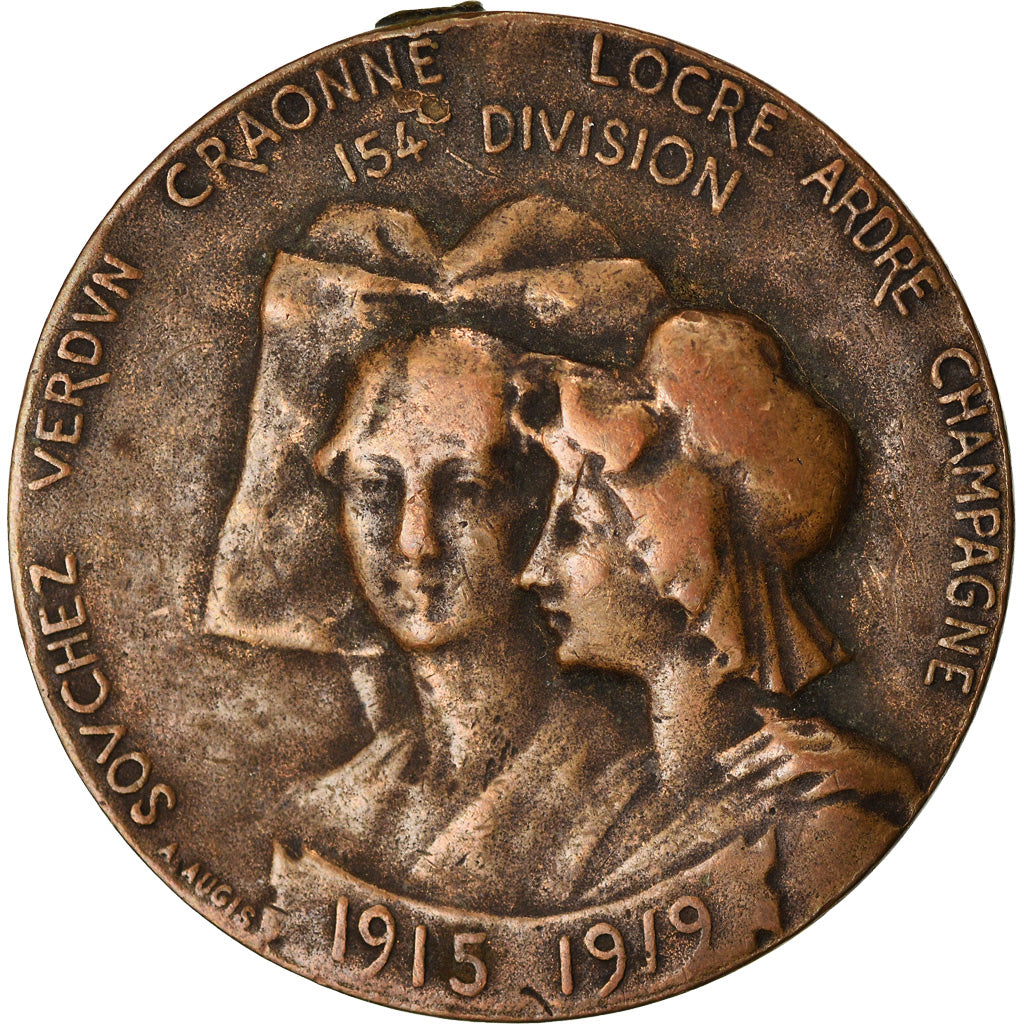 Frankrijk, Medaille, Première Guerre Mondiale, 154e Division, 1919, Augis, ZF