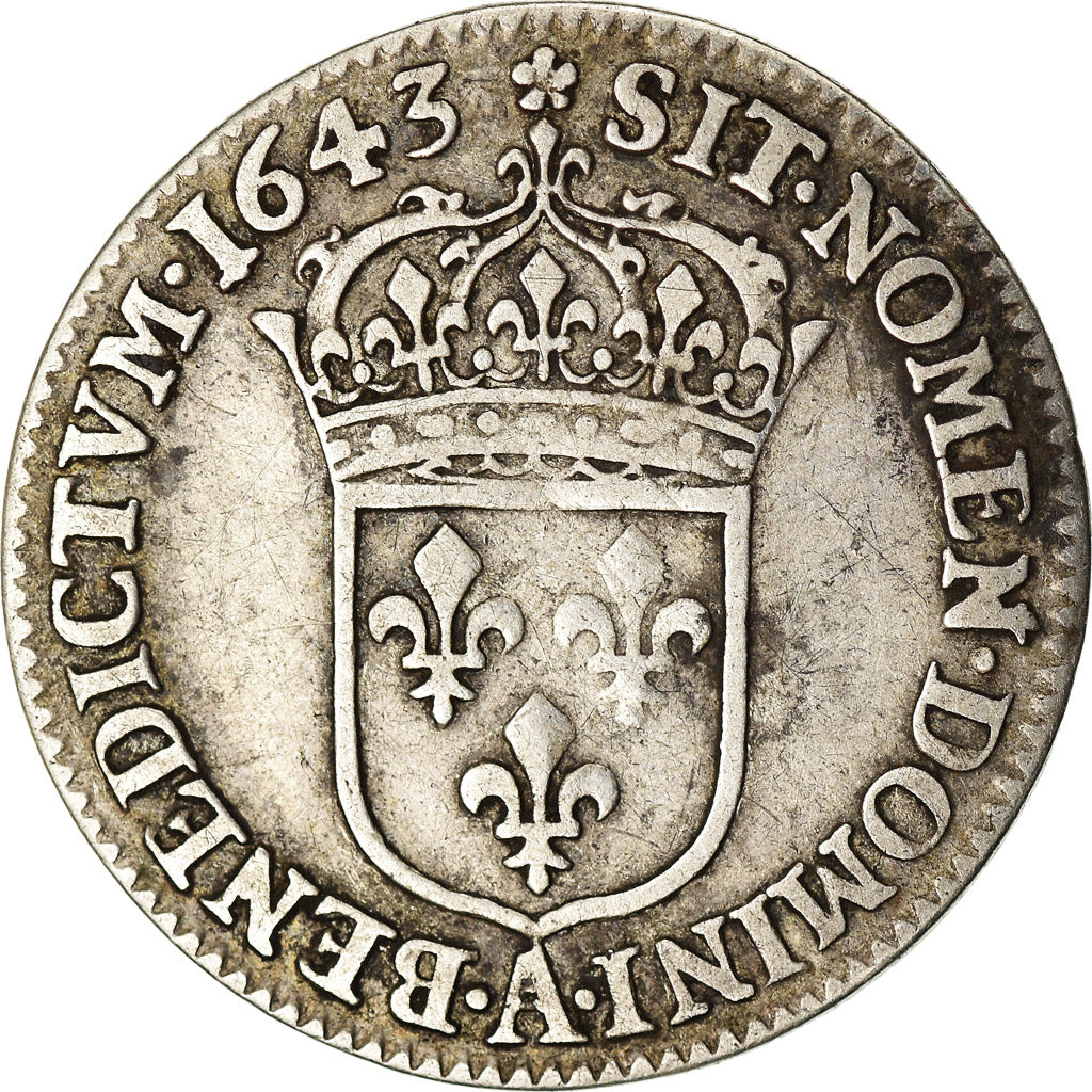 Moneta, Francia, Louis XIII, 1/12 Ecu, 1643, Paris, 2ème poinçon de Warin