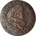 Moneda, Francia, Louis XIII, Double Tournois, 1634, Tours, BC+, Cobre, CGKL:440