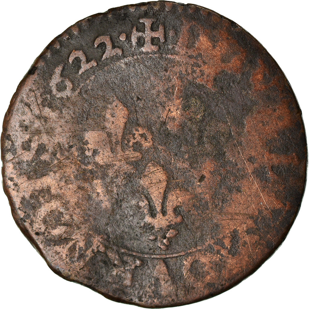 Coin, France, Louis XIII, Double tournois, buste juvénile, Double Tournois