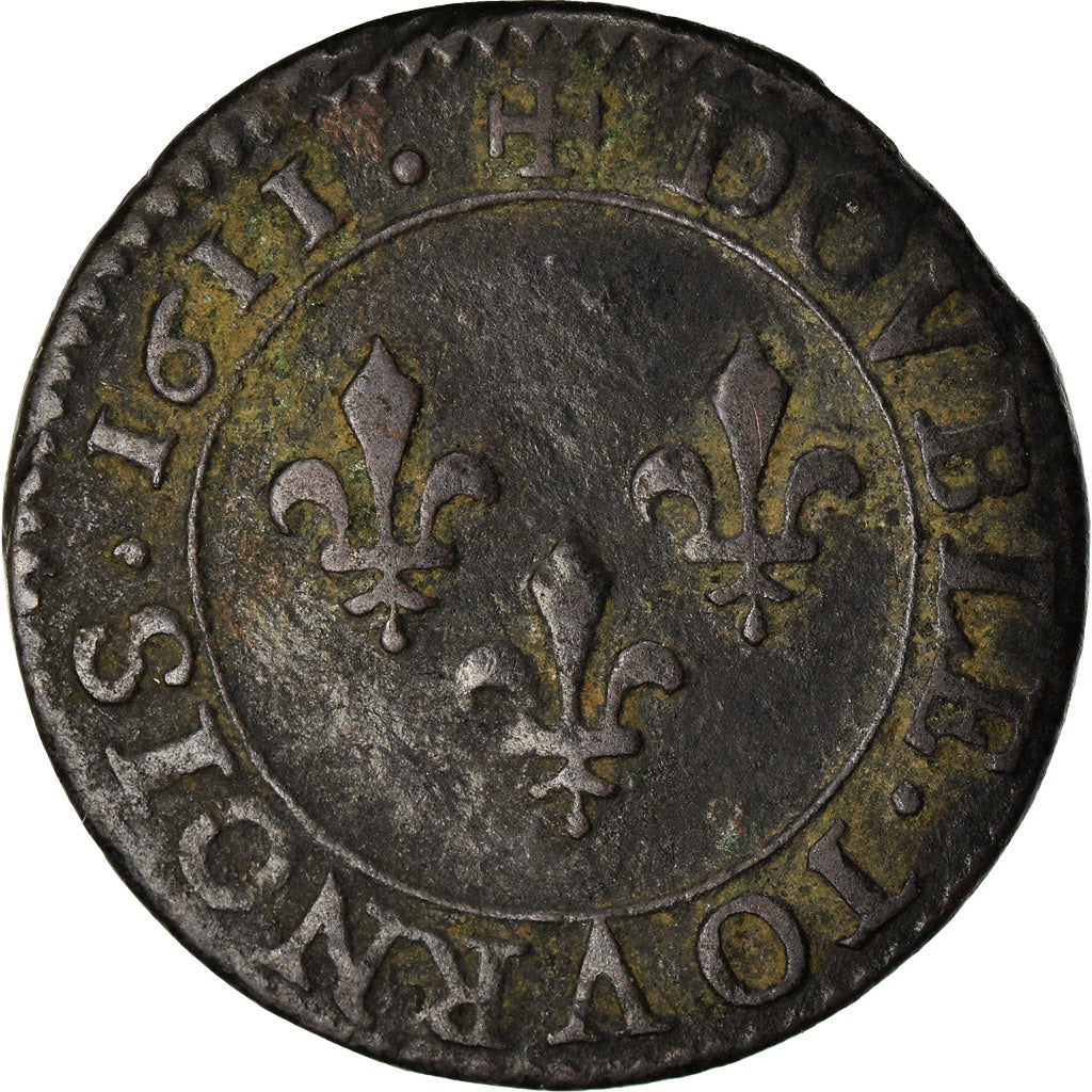 Munten, Frankrijk, Louis XIII, Double tournois, buste enfantin, Double Tournois