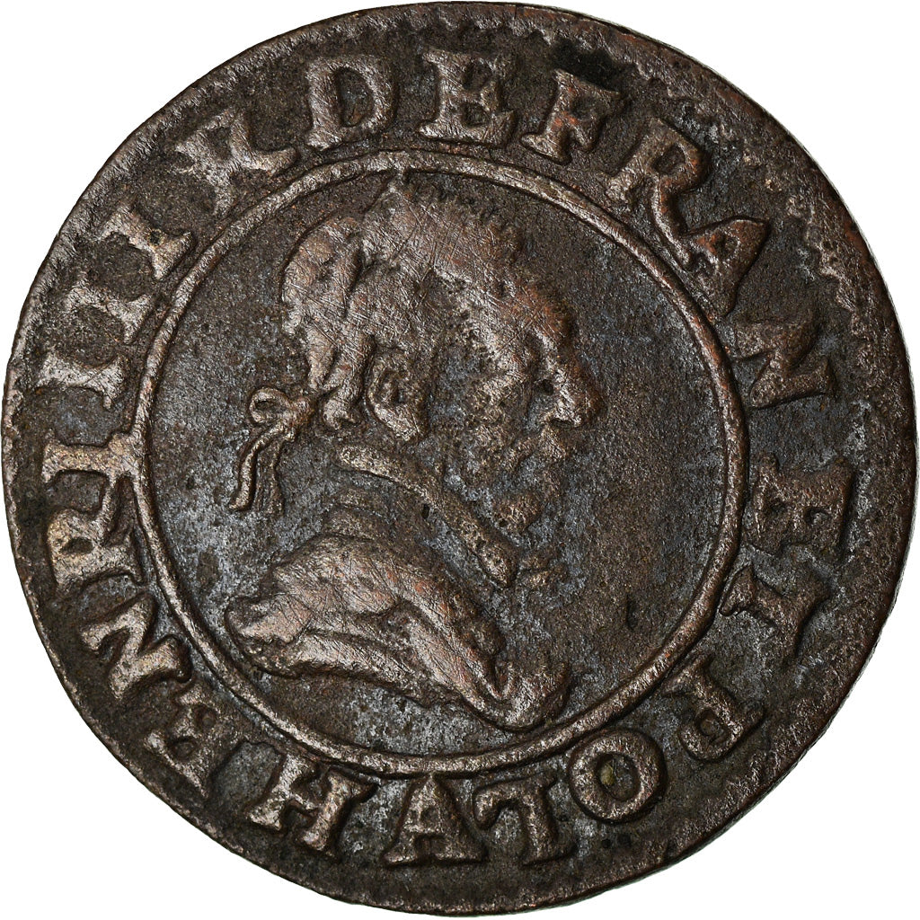 Moneta, Francia, Henri III, Double Tournois, Paris, MB+, Rame, CGKL:86