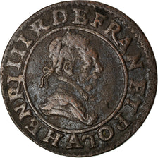 Moneta, Francia, Henri III, Double Tournois, Paris, MB+, Rame, CGKL:86
