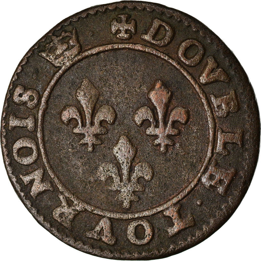 Moneta, Francia, Henri III, Double Tournois, Paris, MB+, Rame, CGKL:86