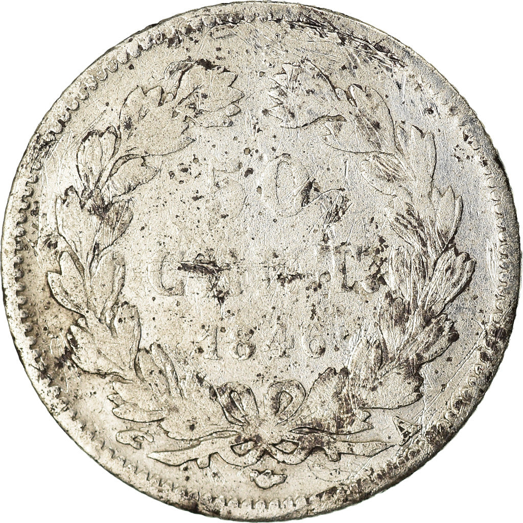 Coin, France, Louis-Philippe, 50 Centimes, 1846, Paris, VG(8-10), Silver