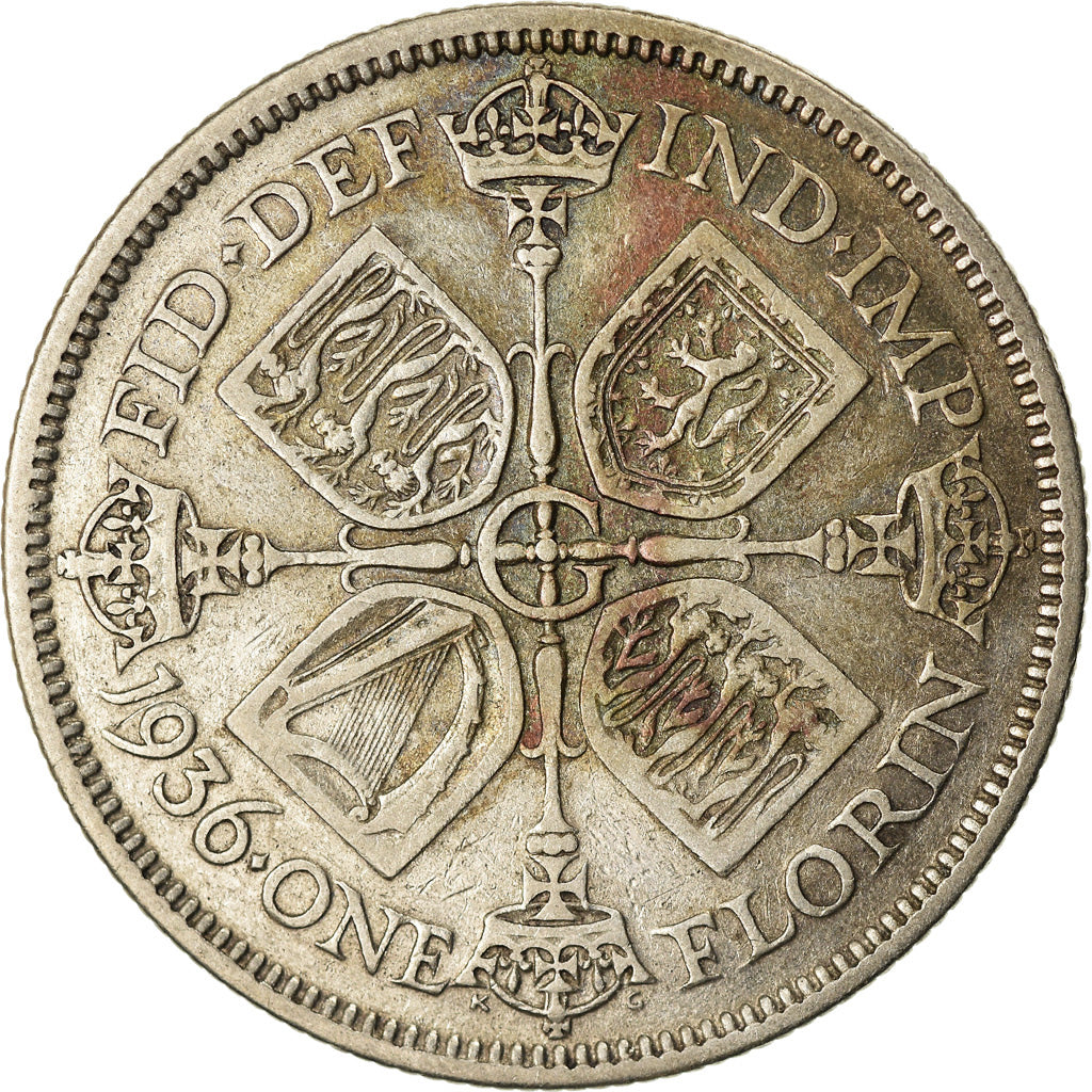 Coin, Great Britain, George V, Florin, Two Shillings, 1936, VF(30-35), Silver