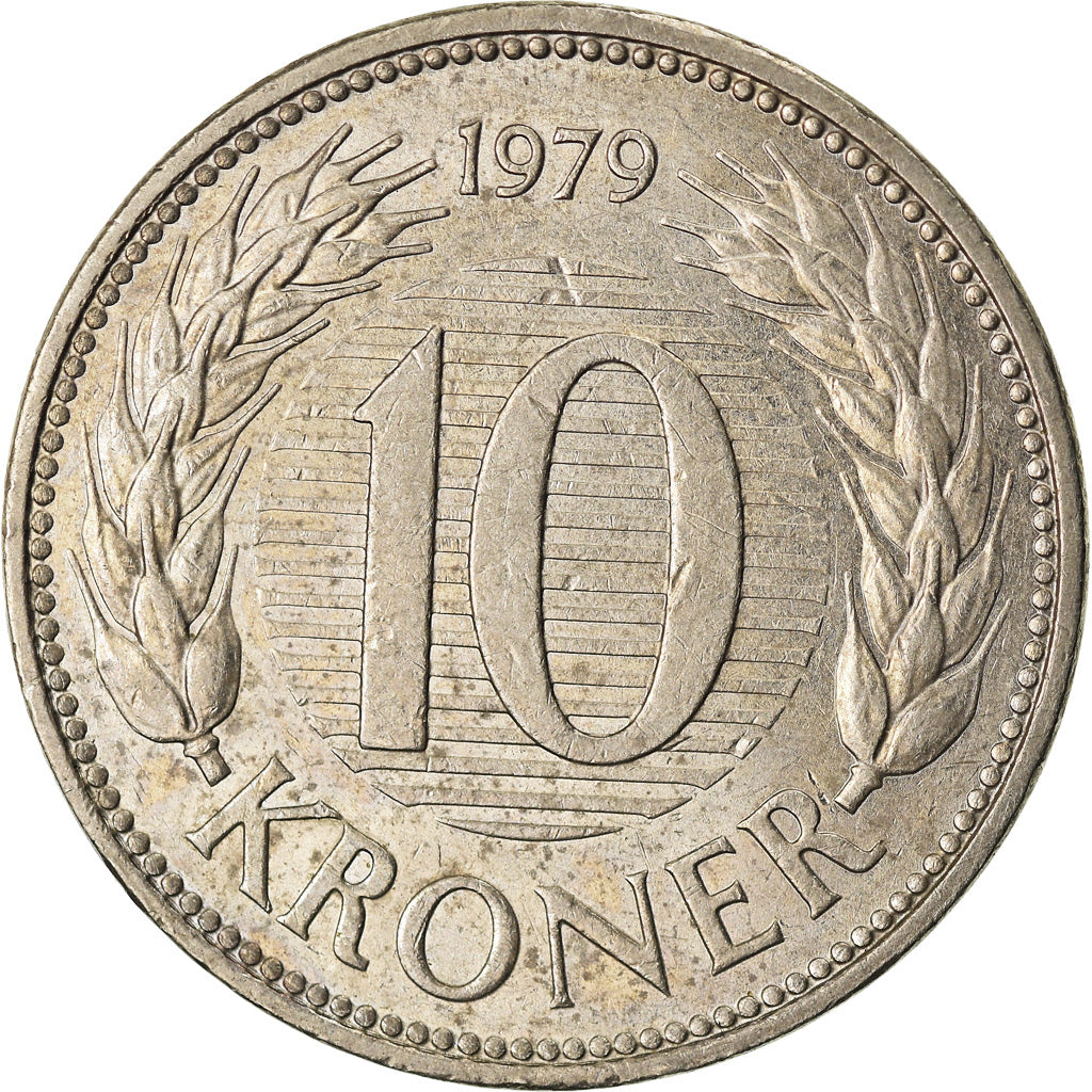 Coin, Denmark, Margrethe II, 10 Kroner, 1979, Copenhagen, AU(50-53)