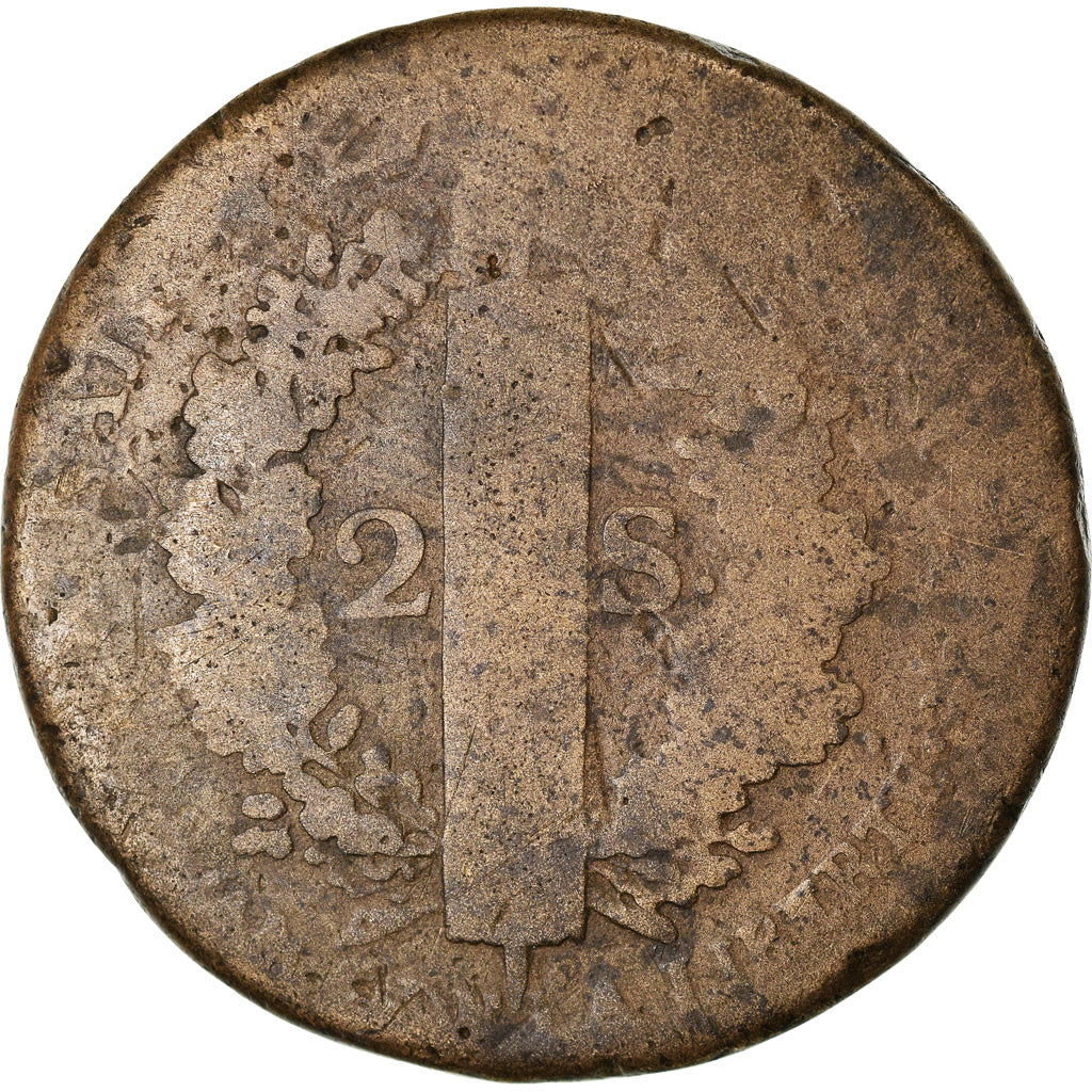 Coin, France, Louis XVI, 2 sols françois, 2 Sols, 1793, Strasbourg, VG(8-10)