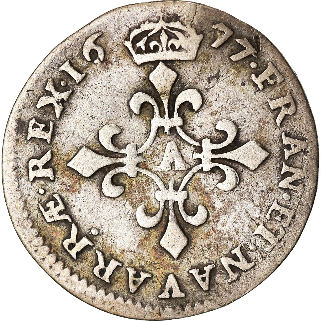 Monnaie, France, Louis XIV, 4 Sols des Traitants, 1677, Paris, B+, Argent