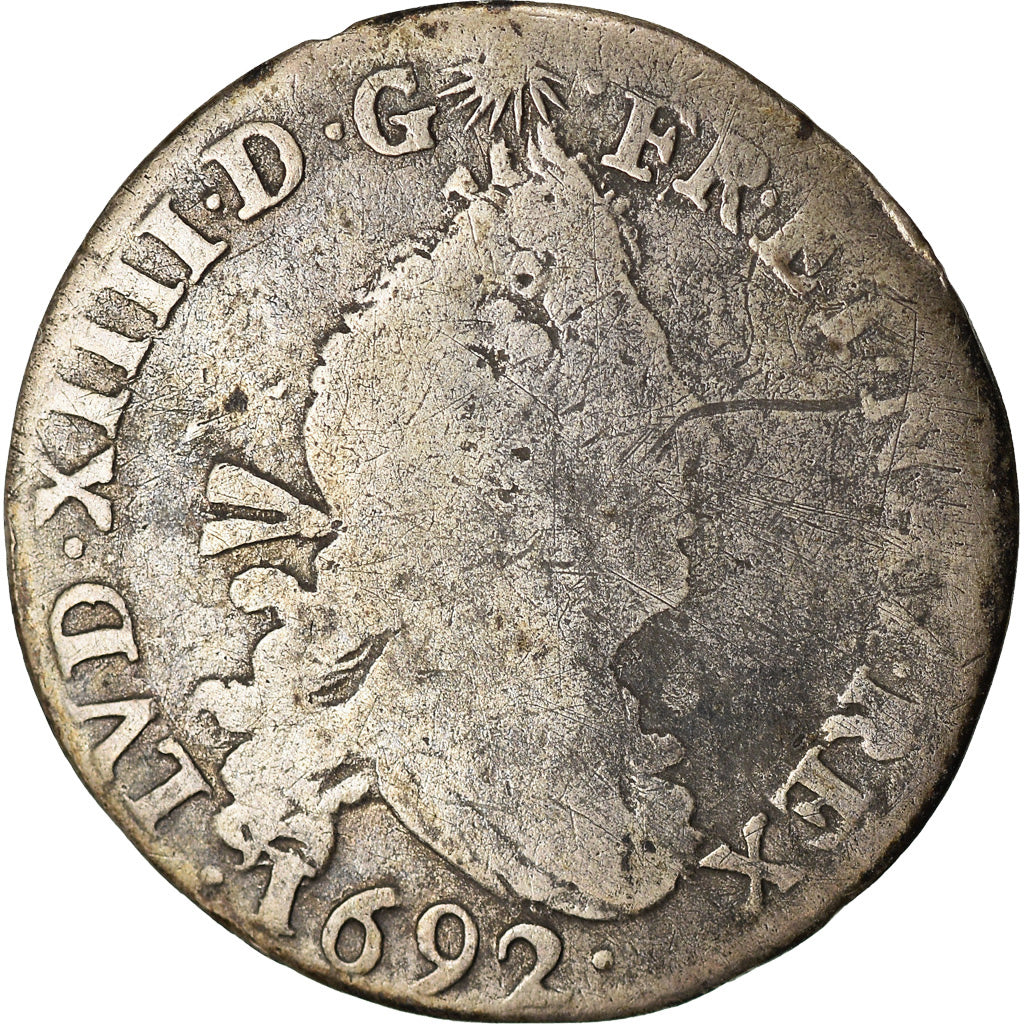 Moneta, Francia, Louis XIV, 4 Sols aux 2 L, 1692, Amiens, MB, Argento