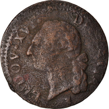 Moneta, Francja, Louis XVI, Sol ou sou, Sol, 1785, Limoges, F(12-15), Miedź