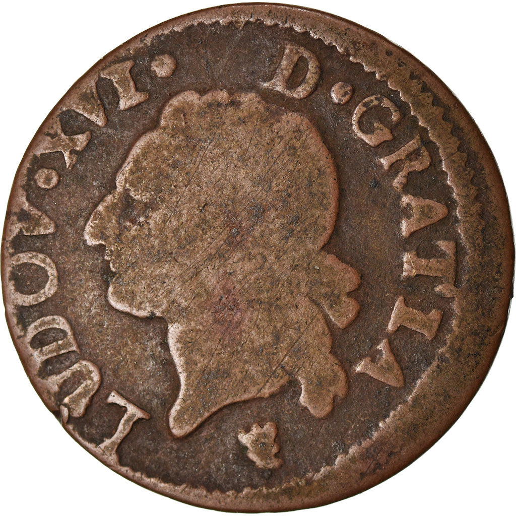 Moeda, França, Louis XVI, Liard, Liard, 1784, Limoges, F(12-15), Cobre