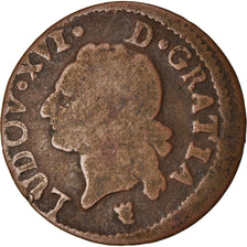 Moeda, França, Louis XVI, Liard, Liard, 1784, Limoges, F(12-15), Cobre