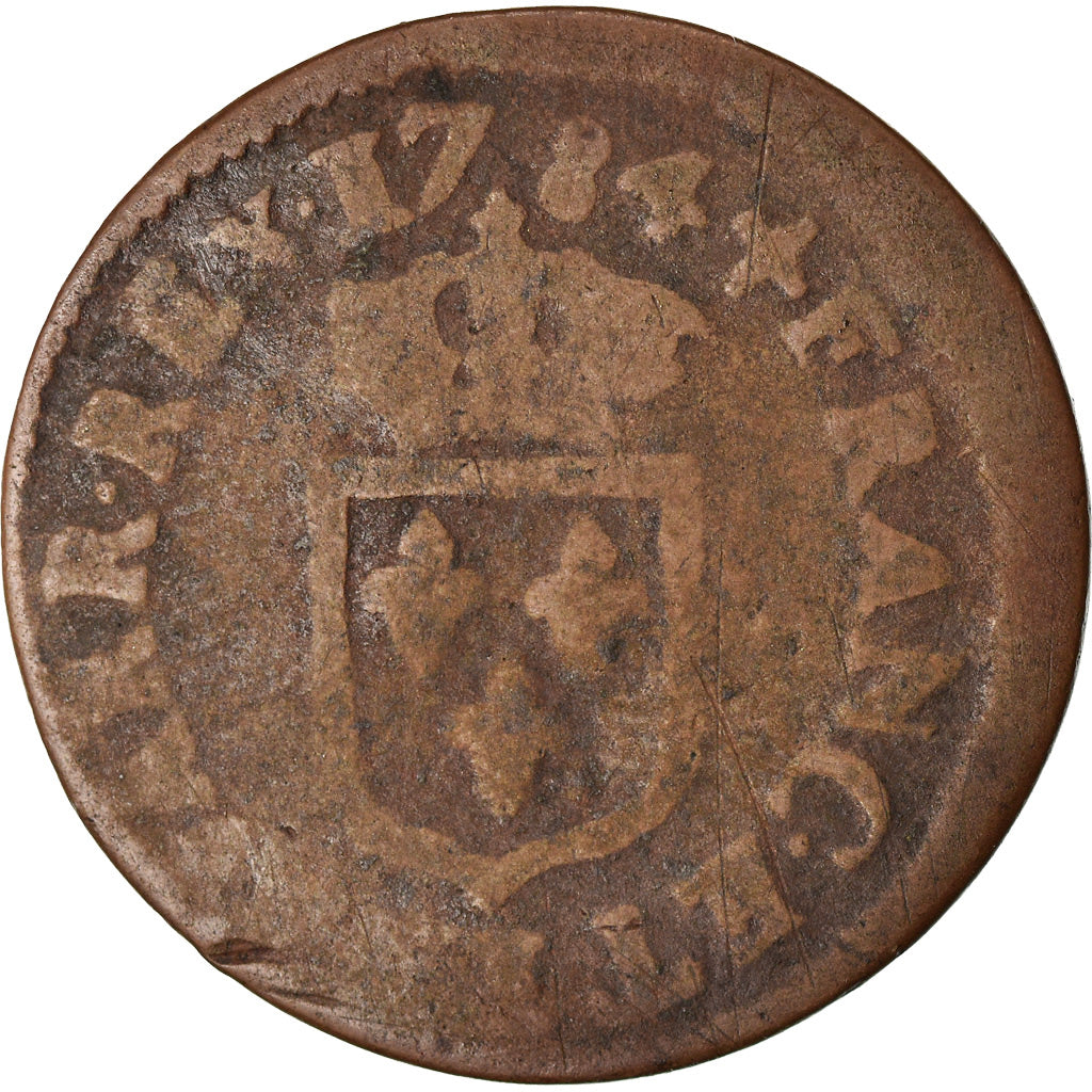 Moeda, França, Louis XVI, Liard, Liard, 1784, Limoges, F(12-15), Cobre