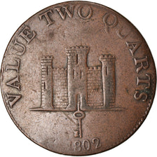 Coin, Gibraltar, 2 Quarts, 1802, VF(30-35), Copper, KM:Tn2.2