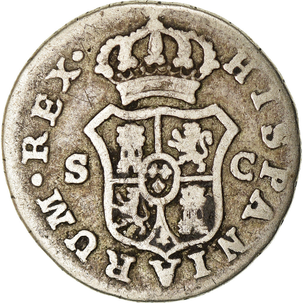 Coin, Spain, Charles III, 1/2 Réal, 1788, Seville, VF(20-25), Silver, KM:410.2