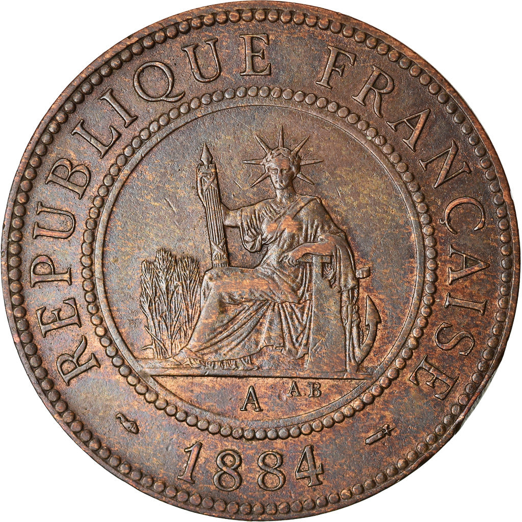 Coin, FRENCH COCHIN CHINA, Cent, 1884, Paris, AU(50-53), Bronze, KM:3