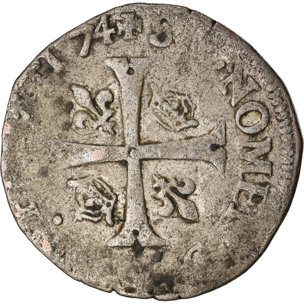 Moneda, Francia, Charles IX, Douzain aux deux C, 1574, Troyes, BC+, Vellón