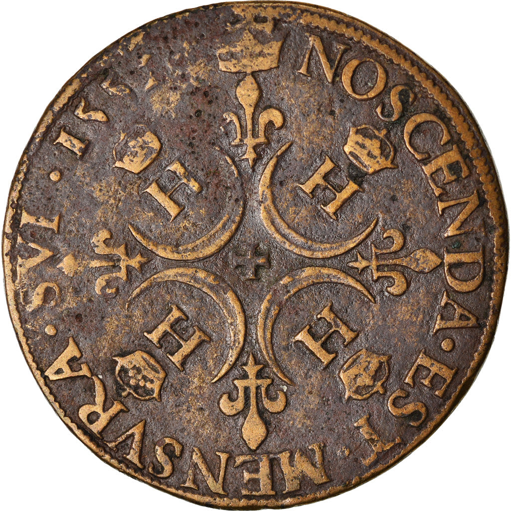 Francia, Token, Royal, Henri II, Chambre des Comptes du Roi, 1552, BC+, Latón