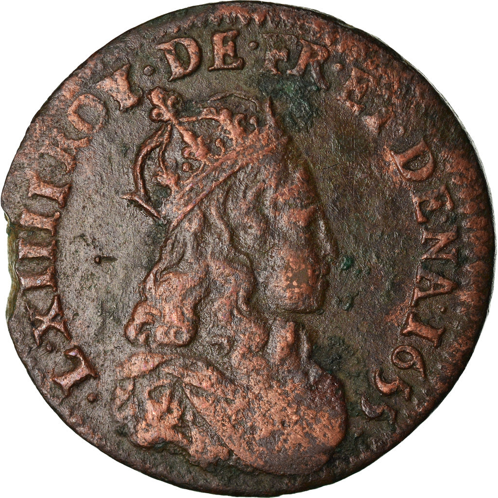 Moneda, Francia, Louis XIV, Liard de France au buste juvénile, deuxième type
