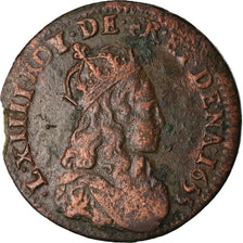 Moneda, Francia, Louis XIV, Liard de France au buste juvénile, deuxième type