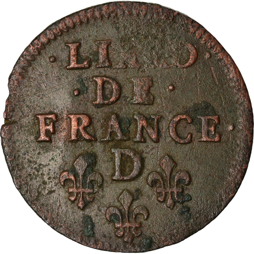 Moneda, Francia, Louis XIV, Liard de France au buste juvénile, deuxième type