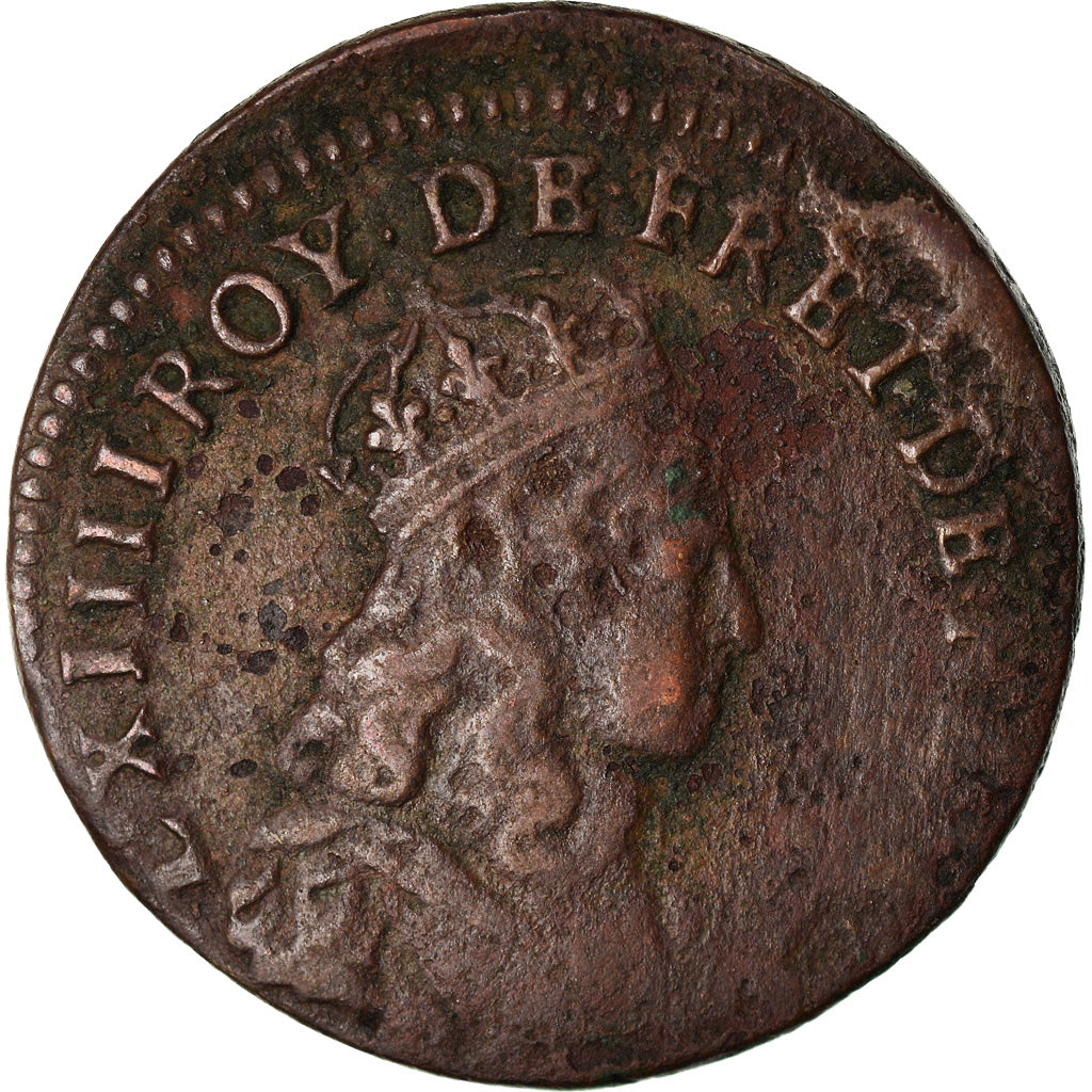 Coin, France, Louis XIV, Liard de France au buste juvénile, deuxième type