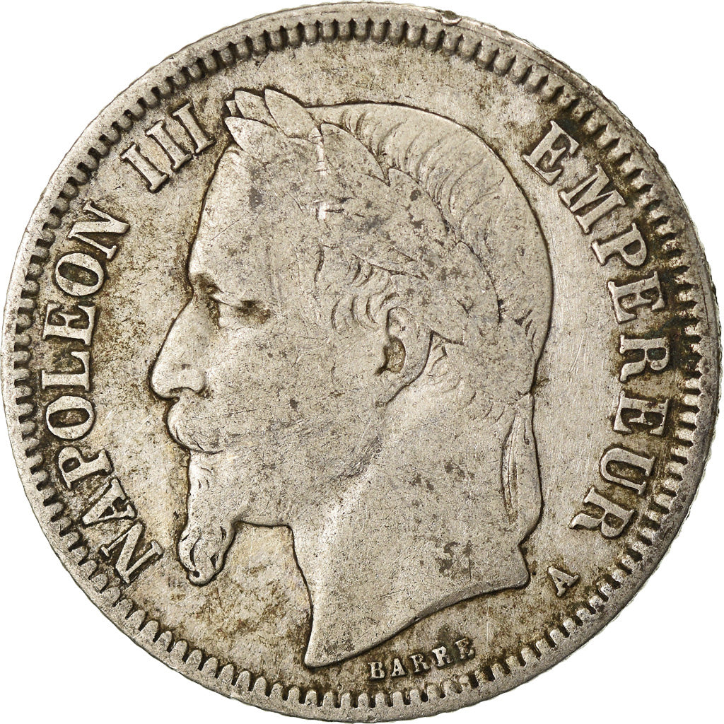 Moneda, Francia, Napoleon III, Napoléon III, Franc, 1866, Paris, BC+, Plata