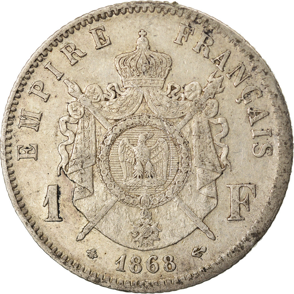 Munten, Frankrijk, Napoleon III, Napoléon III, Franc, 1868, Paris, ZF, Zilver