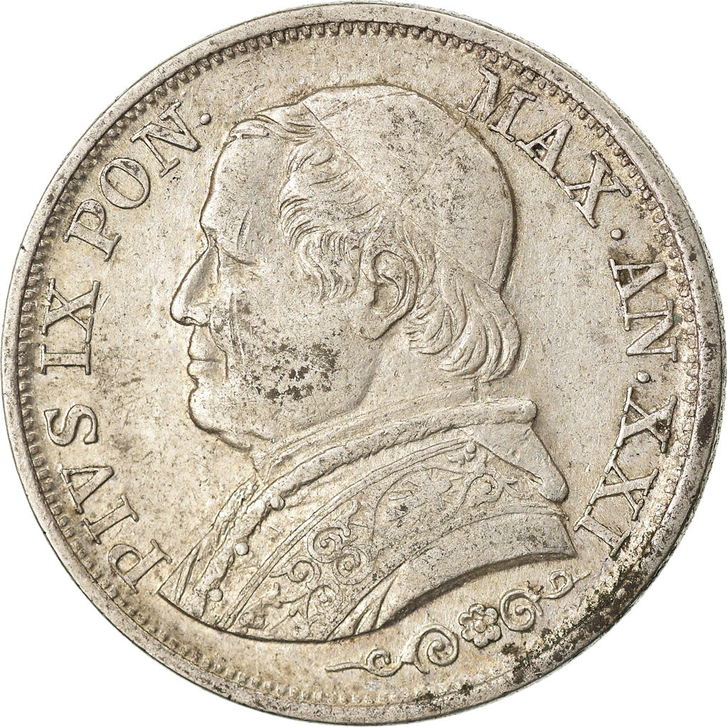 Coin, ITALIAN STATES, PAPAL STATES, Pius IX, Lira, 1866, Roma, EF(40-45)