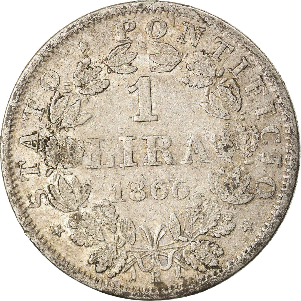 Coin, ITALIAN STATES, PAPAL STATES, Pius IX, Lira, 1866, Roma, EF(40-45)