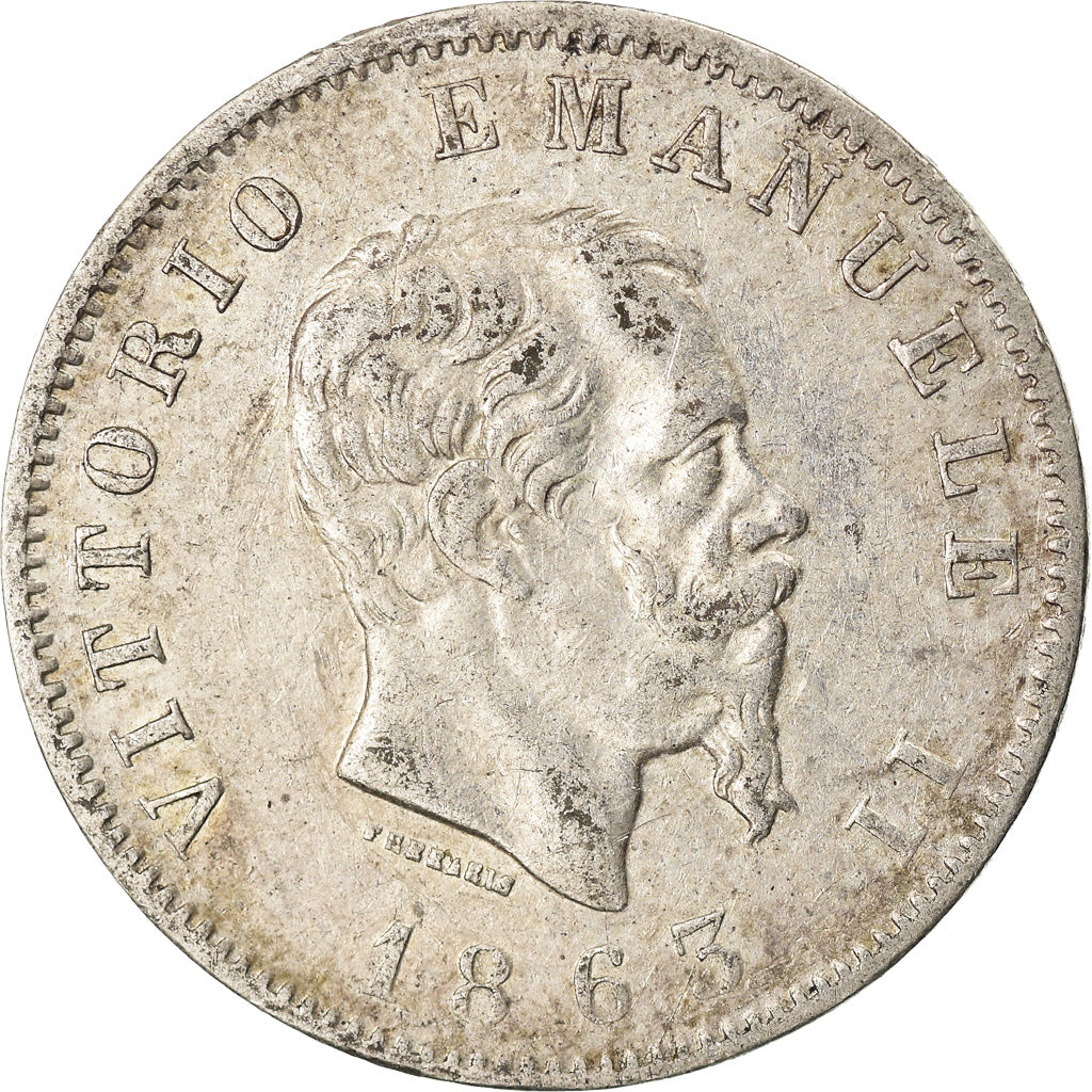 Münze, Italien, Vittorio Emanuele II, Lira, 1863, Torino, SS, Silber, KM:5a.2