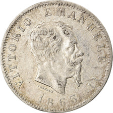 Münze, Italien, Vittorio Emanuele II, Lira, 1863, Torino, SS, Silber, KM:5a.2