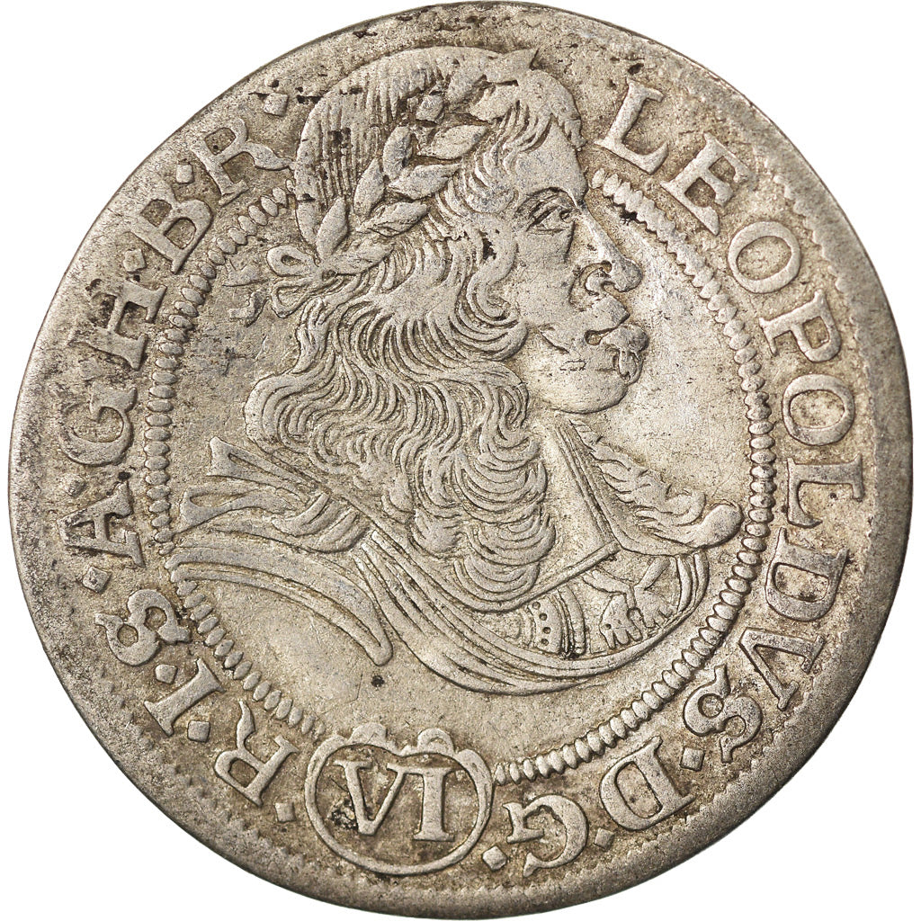Coin, Austria, Leopold I, 6 Kreuzer, 1672, Breslau, EF(40-45), Silver