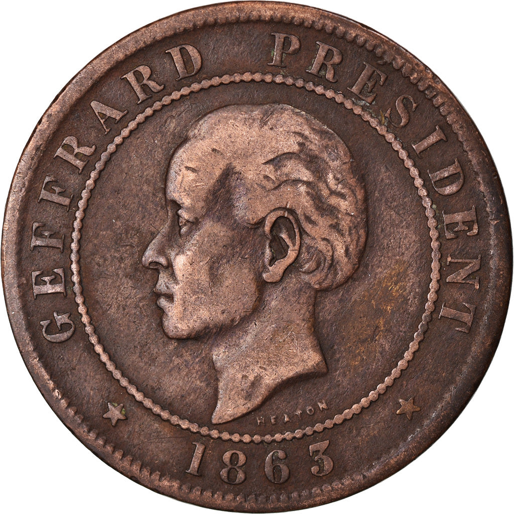 Coin, Haiti, Geffrard, 20 Centimes, 1863, VF(30-35), Bronze, KM:41