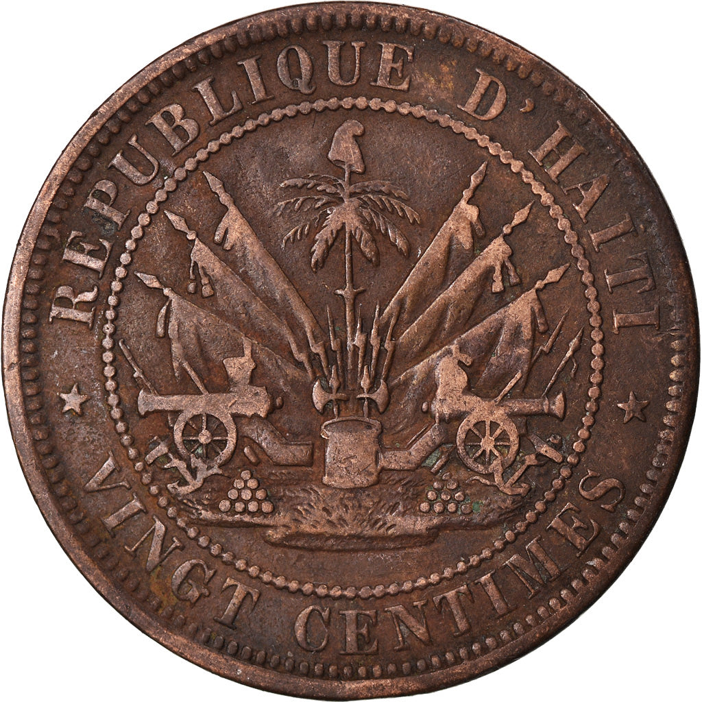 Coin, Haiti, Geffrard, 20 Centimes, 1863, VF(30-35), Bronze, KM:41