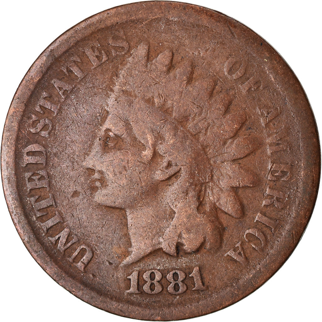 Coin, United States, Indian Head Cent, Cent, 1881, U.S. Mint, Philadelphia