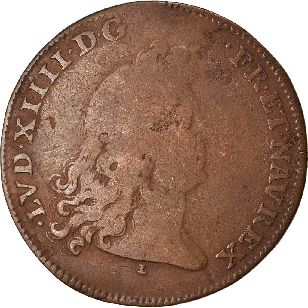 França, Token, Monarquia, Luís XIV, États de Lille, 1677, VF(20-25), Cobre
