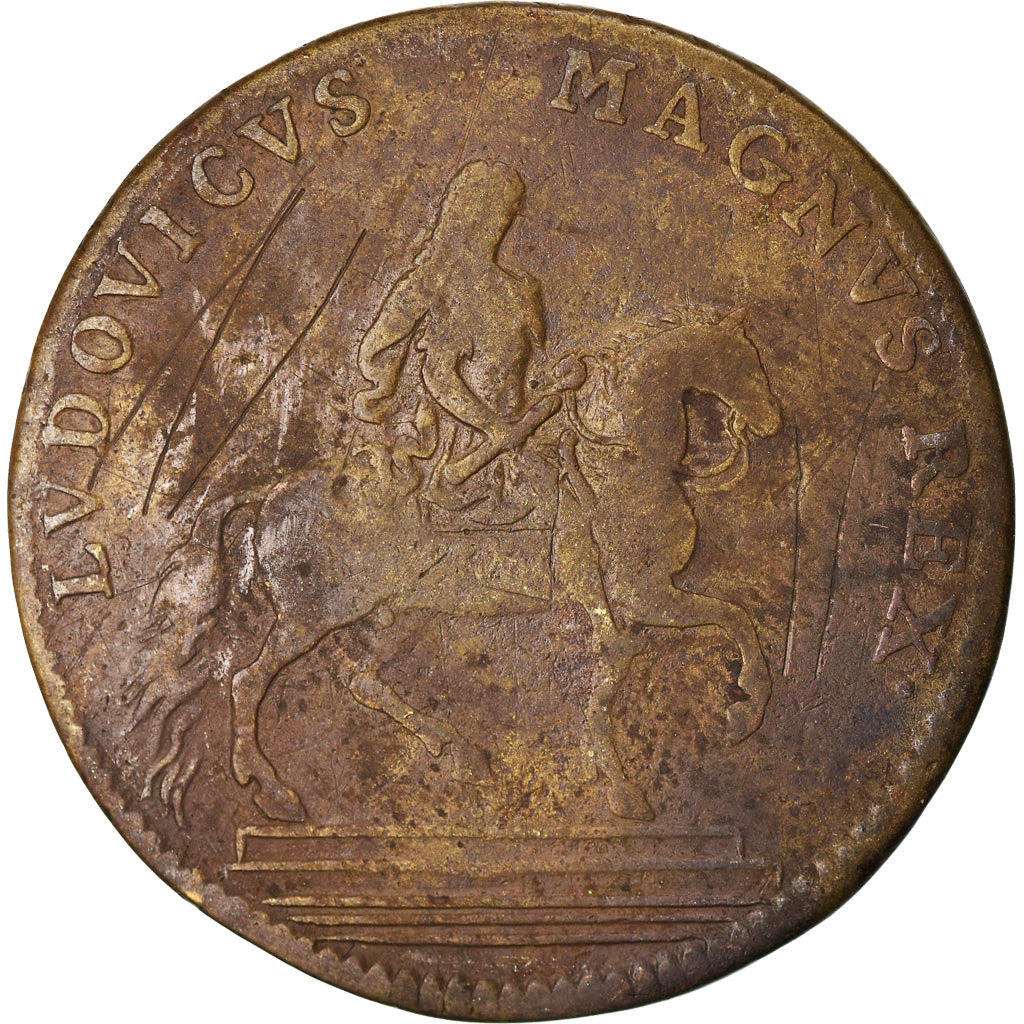 France, Token, Louis XIV, La Ville de Paris, VF(20-25), Brass, Feuardent:3442