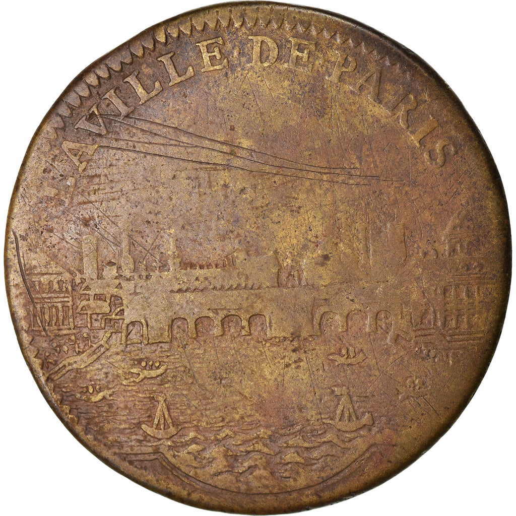 France, Token, Louis XIV, La Ville de Paris, VF(20-25), Brass, Feuardent:3442